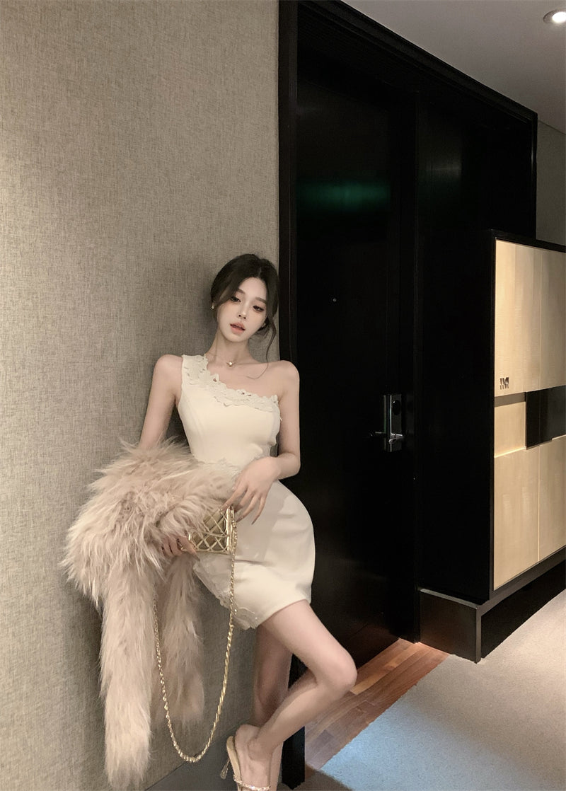 Sexy slim fit hip skirt with off-shoulder dress R0539