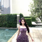 Sexy purple suspender dress with elegant waist and slimming A-line short skirt R0541