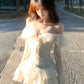 Summer New French One Shoulder Skirt Sweet Heavy Industry Ribbon Irregular Dress Short Skirt Homecoming Dress R2998