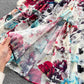 French court style temperament slim French chiffon mesh dress A-line printed long skirt R2149