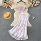 Vacation outfit sexy halter neck tube top hip fishtail skirt skirt floral two-piece suit R2152