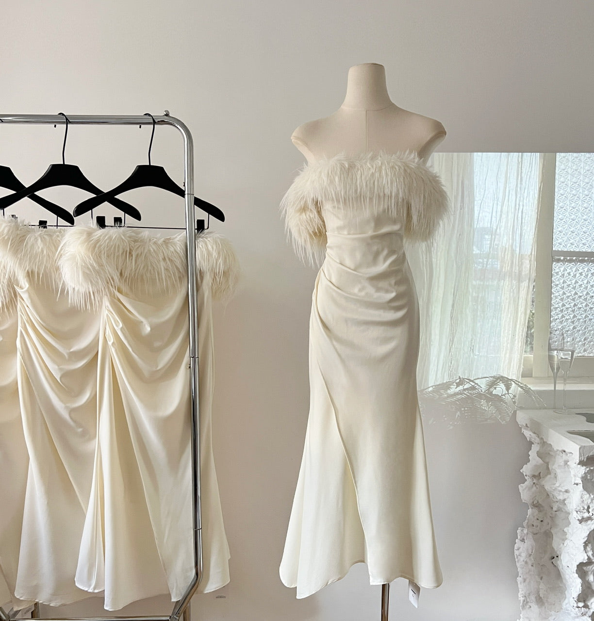 White one-shoulder dress 2025 new style figure-hugging dress R2031