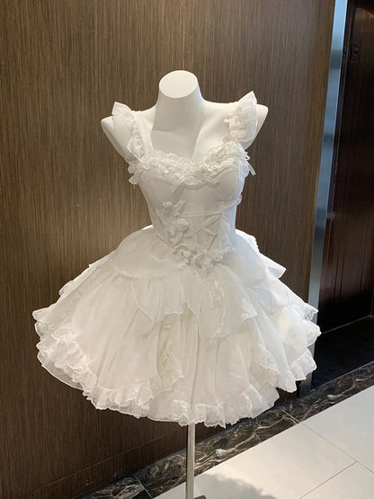 Tea break French pure desire ballet suit super fairy princess skirt forest style tutu skirt R1637