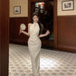New Chinese cheongsam young style sleeveless halter neck dress 2025 new R1802