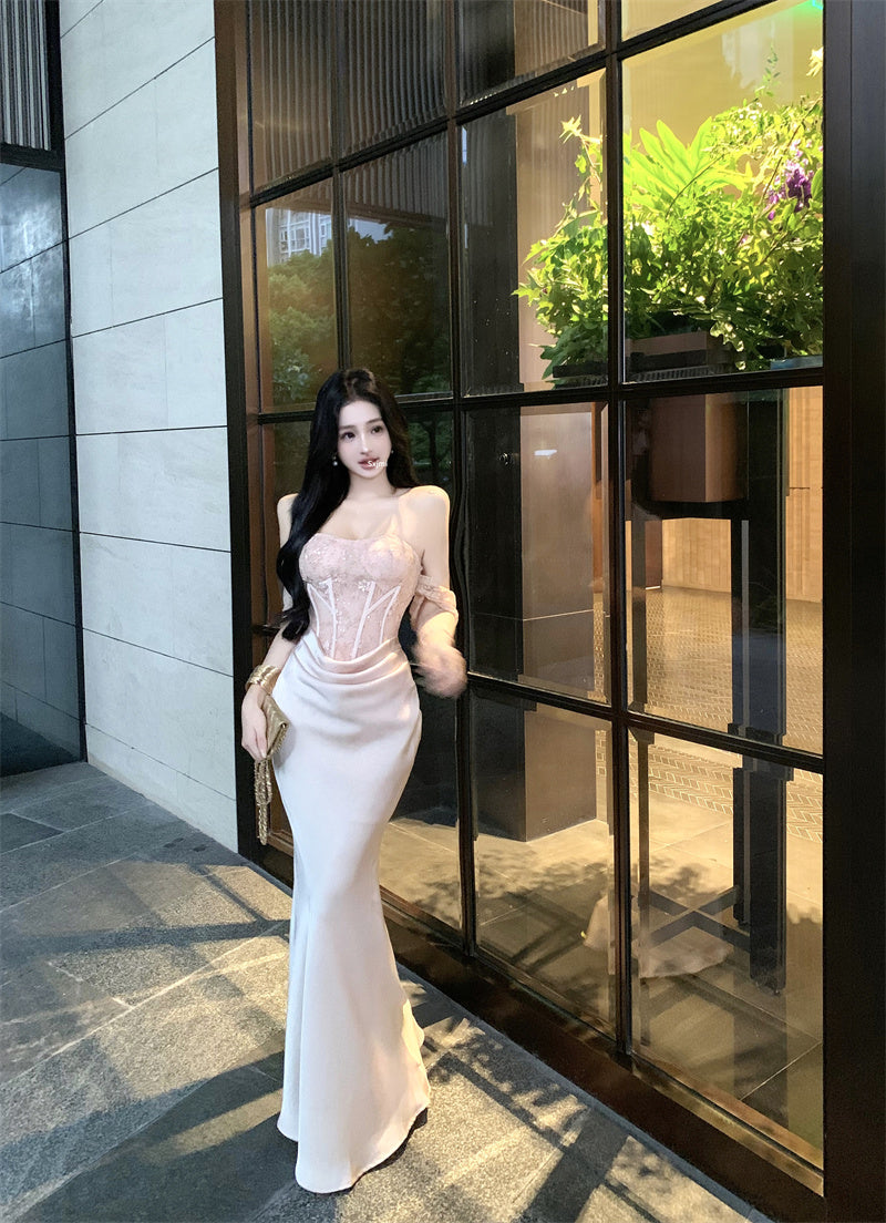 Celebrity sexy one shoulder tube top dress niche banquet dress skirt R0491