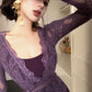 Purple lace cardigan slim fit hip fishtail sling dress two piece suit royal sister skirt R0505