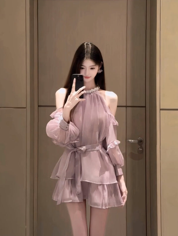 Celebrity sexy one shoulder tube top dress niche banquet dress skirt R0492