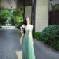 Green mesh suspender dress temperament fairy long skirt beautiful summer skirt R0783