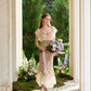 French romantic floral lace tube top fishbone top fishtail skirt suit homecoming dress R5121