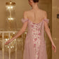 French fairy dress mesh satin printed fishbone dress evening gown dress homecoming dress R5117