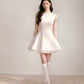 Light pink shiny satin vest dress with mesh ballet style sleeveless tutu skirt R5129