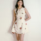 Beige 3D Flower Embroidered Sleeveless Dress with Lace-up Ruffles and Slim Waist Vest Dress R5135