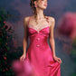 French romantic temperament drape satin suspender dress long skirt homecoming dress R5122
