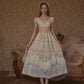 French court style empire dress printed lace dress cotton homecoming dress R5116