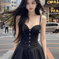 Pure desire style sexy black suspender dress new style waist slimming A-line short skirt R3393