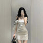 Off-shoulder polka dot dress, sexy and figure-hugging date dress R0557