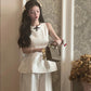 Small suit French sleeveless top straight pants two-piece set a complete outfit R0553