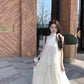 Beautiful suit outfit first love white floral halter neck top skirt two piece skirt R0689