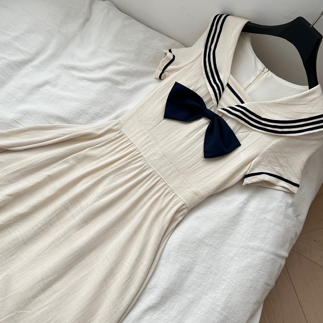 Haiyan Sweetheart College Style French Color-blocking Splicing Dress New R2172