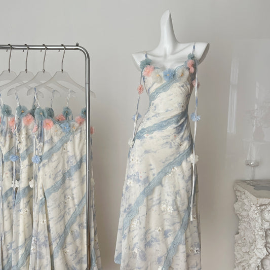 Summer pure desire style niche design suspender long dress R2173