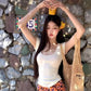 Vacation style outfit sexy hot girl beautiful knitted top floral skirt two-piece skirt R0893