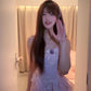 Summer beautiful little skirt holiday style purple irregular ruffle flower dress R0843