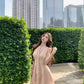 Pink V-neck sleeveless vest dress gentle temperament waist A-line short skirt R0844