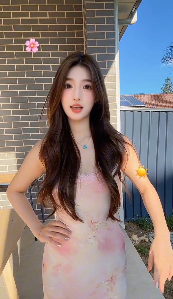 Sexy floral suspender dress mesh beautiful waist slim hip fishtail skirt R0513