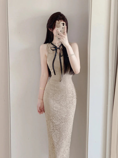 Temperament lady sleeveless dress evening gown sexy slim hip skirt R0510