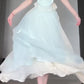 Qianjin Outfit Blue Camisole Vest Mesh Skirt Two-piece Set R0511