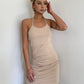 Hot girl style halter neck straps pleated slit slim suspender skirt holiday style hip skirt dress R3086