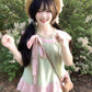Pure outfit set casual green small flying sleeve top short skirt two-piece set R0834