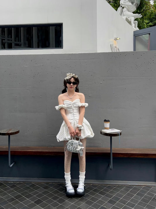 French pure sexy one shoulder tube dress female 2025 summer waist homecoming dress R3023