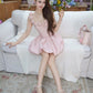 Pink French suspender dress for women summer waist temperament sweet dress homecoming dress R3019