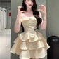 Princess Tutu Summer French Thousand Gold Bow One Shoulder Light Luxury Dress Homecoming Dress R3022