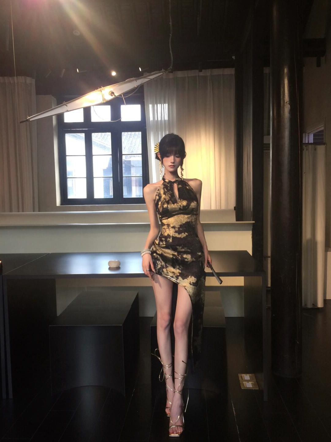 Retro slit new Chinese dress women's summer new cheongsam hip skirt waist skirt homecoming dress R3017