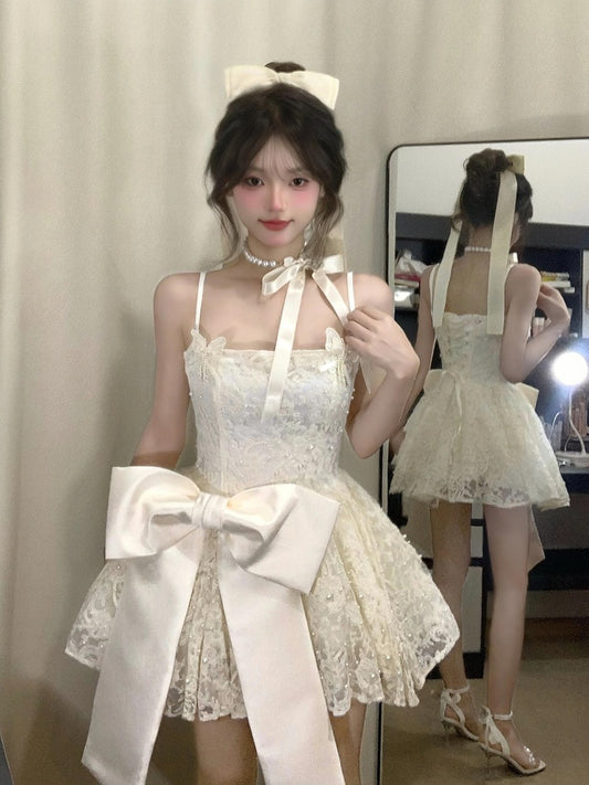Tube Top Suspender Dress Summer Lace Waist Dress Princess Tutu Short Skirt Homecoming Dress R3015