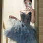 New slim fit feather evening dress prom dinner annual party tutu short homecoming dress R3012