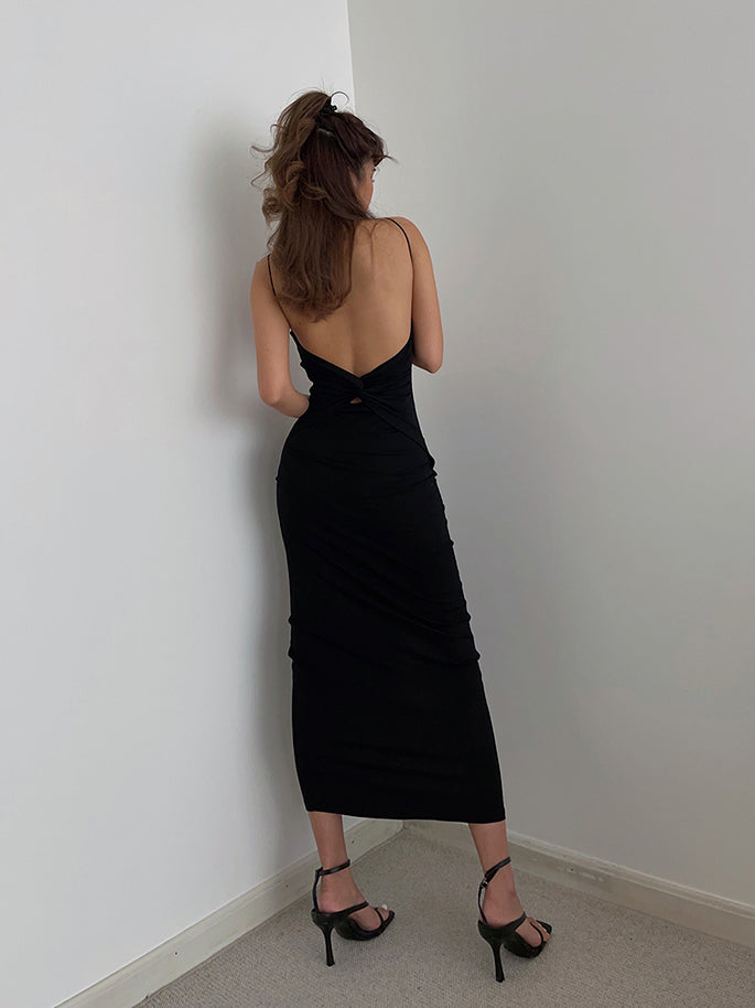 Temperament big backless waist suspender dress women's summer sexy long hip skirt R3077