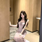 Purple suspender dress beautiful waist a-line beach dress R0587