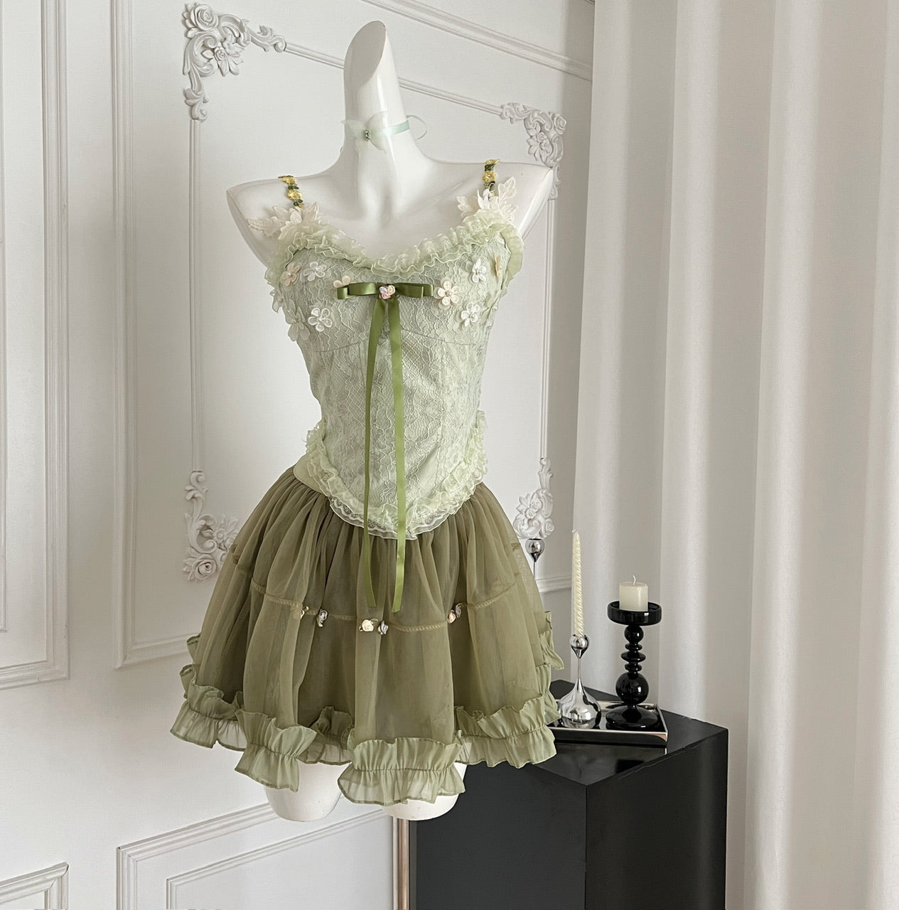 Princess Desire French Top Short Skirt Cardigan Set R2109