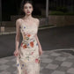 Floral suspender dress Slim fit temperament waist hip long skirt R0607