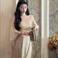 A Thousand-dollar sling dress with satin fishtail skirt and a shawl on the outside, two-piece dress R0507