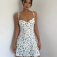 European and American style low-cut backless sexy suspender floral dress high waist slim A-line hip skirt R3038