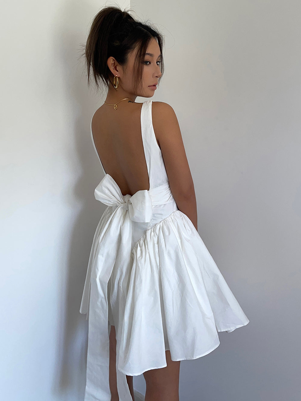 French romantic butterfly backless dress for women new square neck waist tie skirt R3039