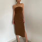 Hot girl sexy slit tube top dress slim fit medium length hip waist dress high-end long skirt R3037