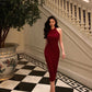 Retro halter neck suspender dress sleeveless lace-up knitted slim fit sexy hip skirt R1491