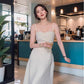 White suspender dress 2025 short suit jacket waist sleeveless niche design skirt R1492