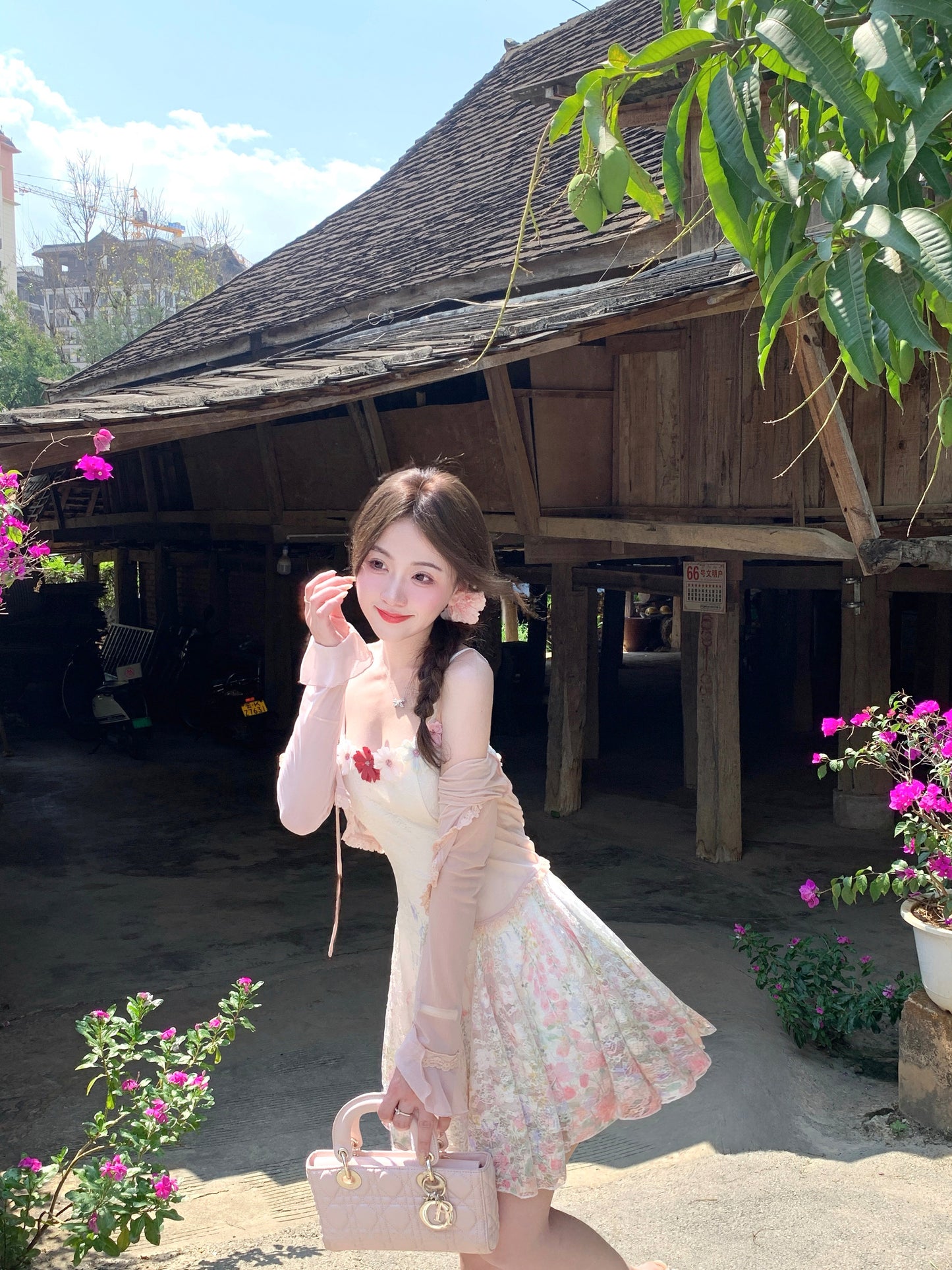 Sling floral slim dress design summer pretty skirt R3915