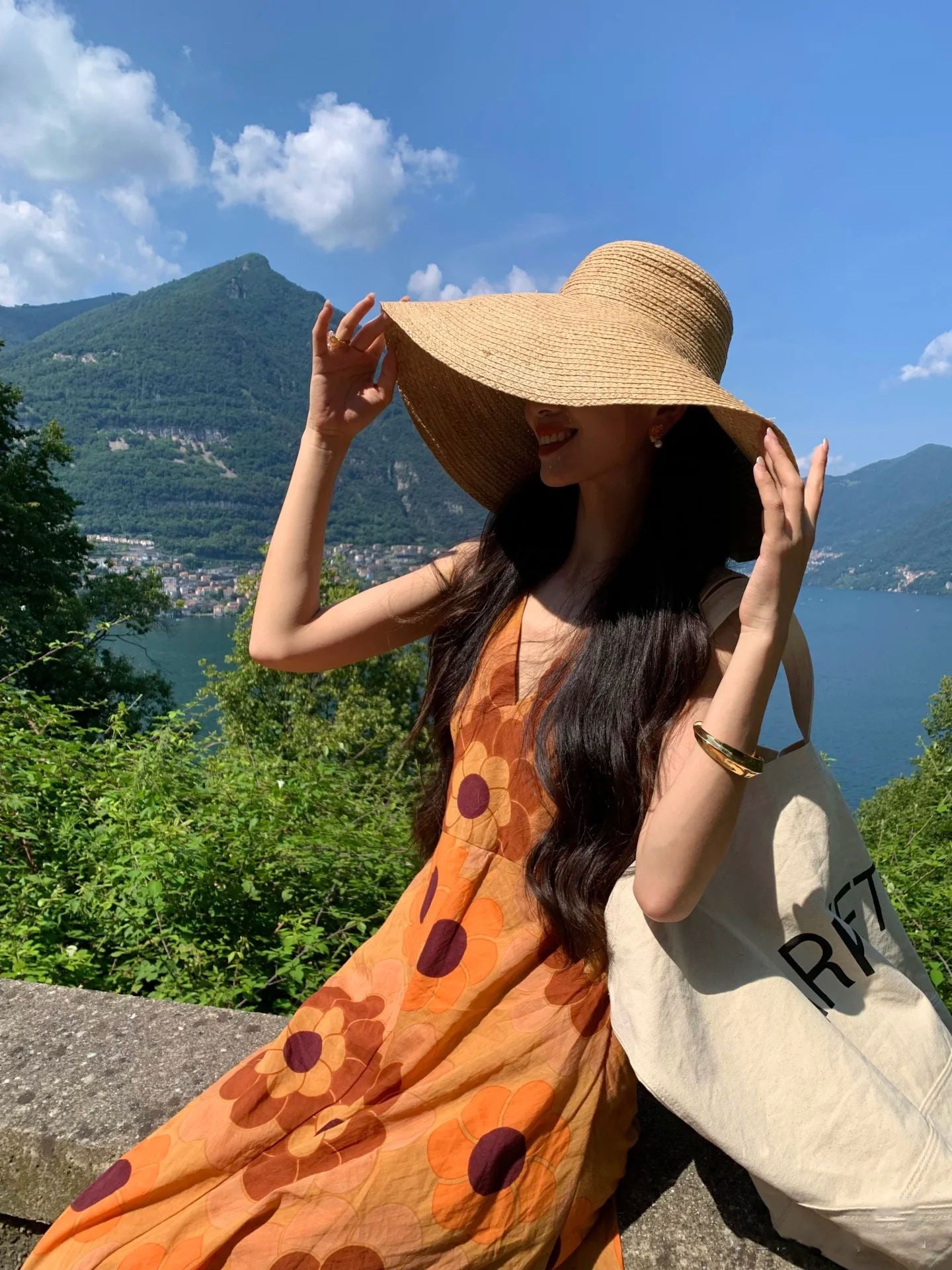 Island travel outfit holiday print dress bohemian beach dress R1562